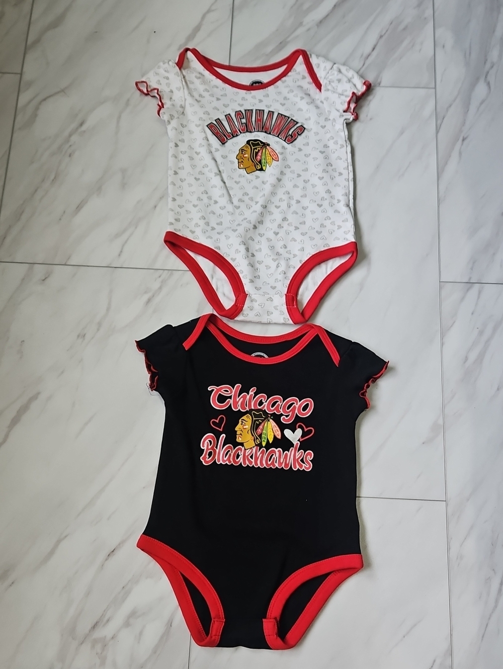 NWOT NHL Chicago Blackhawks Baby Bodysuit Duo - Black, White & Red